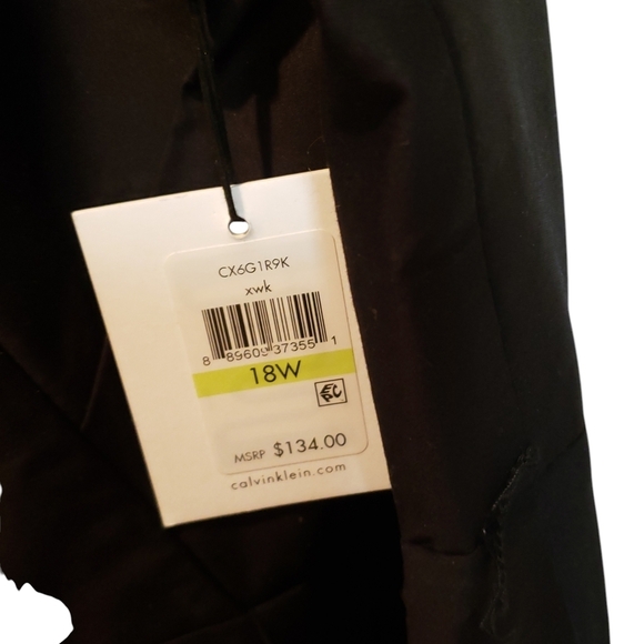 New Calvin Klein Black, Pink & Gray Sleeveless V-Neck A-Line Midi Dress NWT - Picture 6 of 7